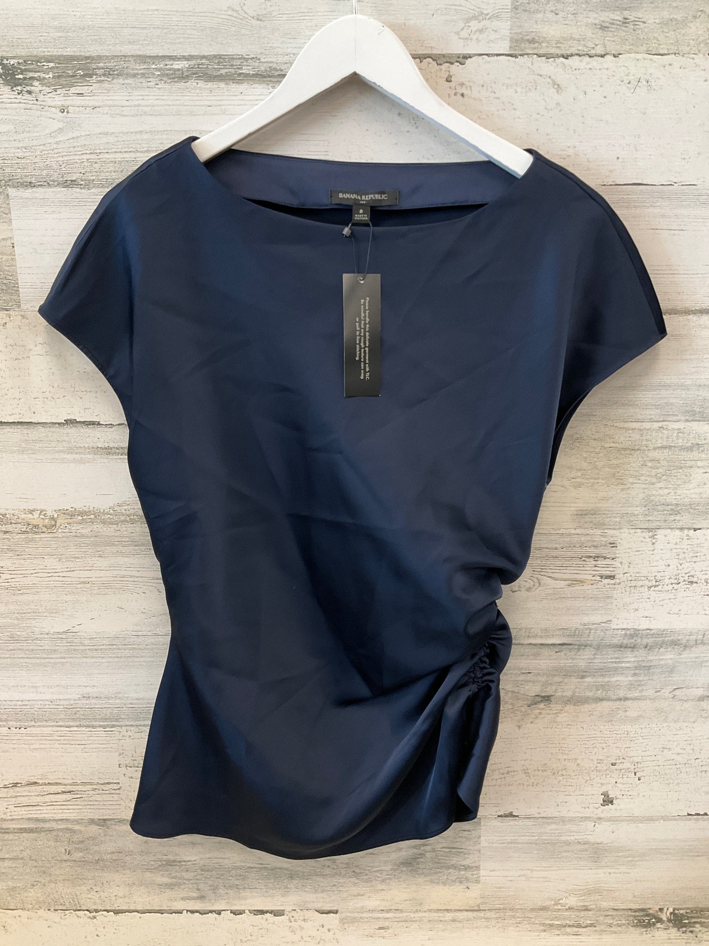 Top Short Sleeve By Banana Republic In Navy, Size: 8