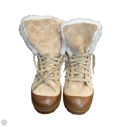 Boots Designer By Coach In Beige, Size: 6.5