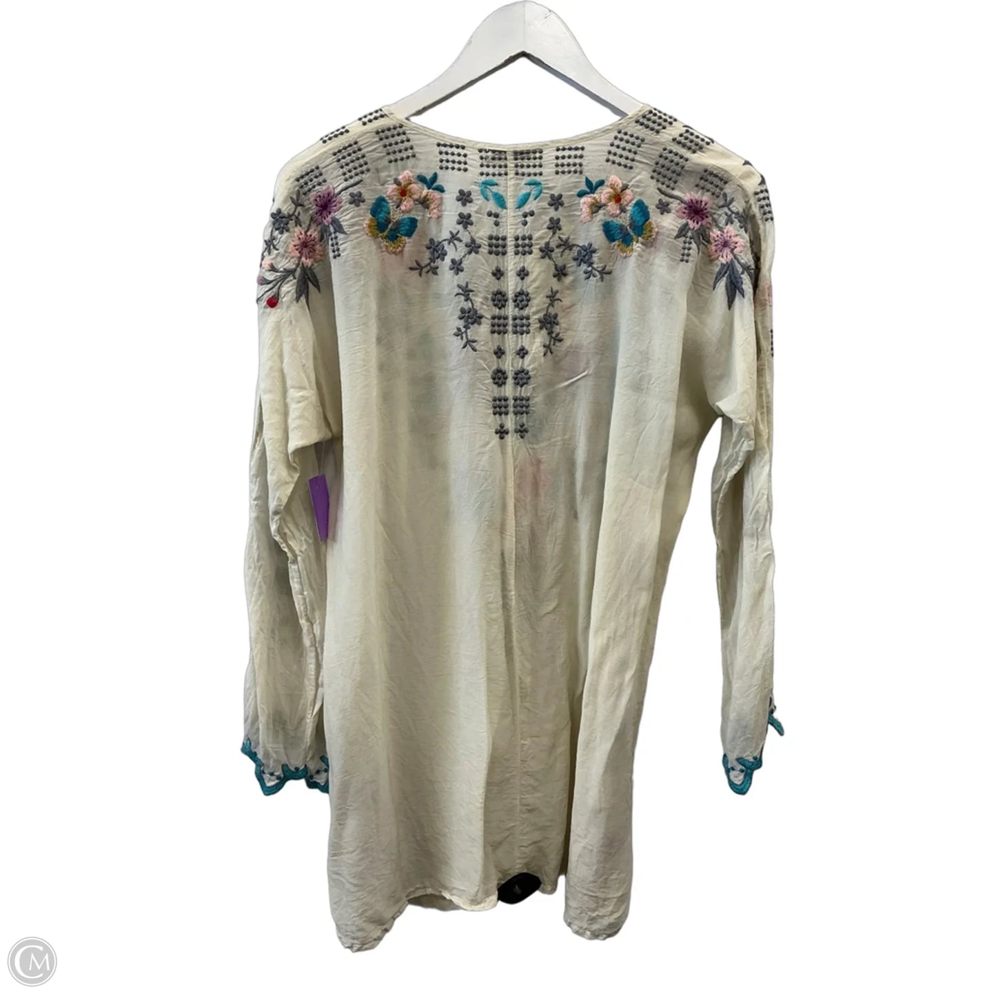 Tunic Long Sleeve By Johnny Was In Cream, Size: M