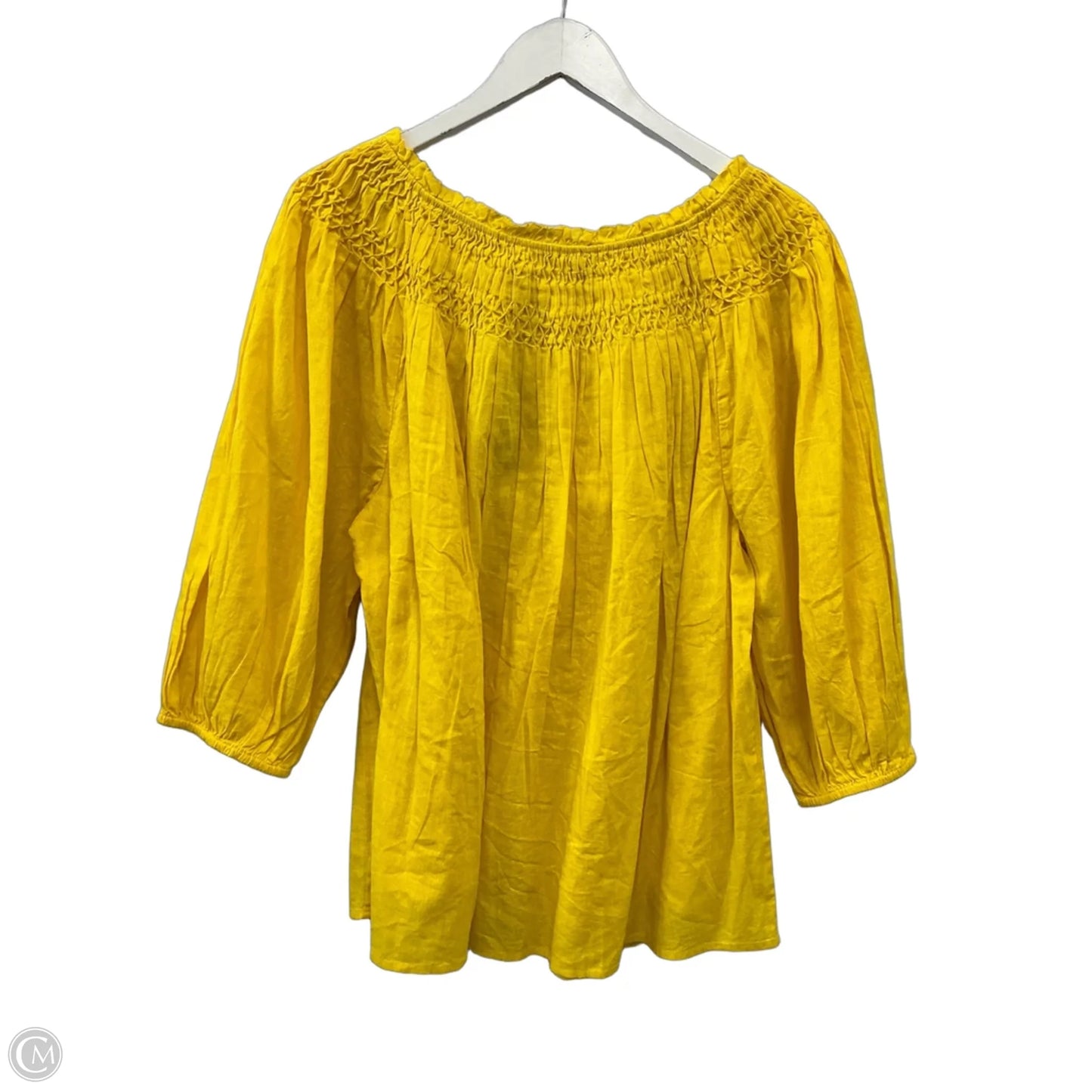 Top 3/4 Sleeve By Ralph Lauren In Yellow, Size: Xl