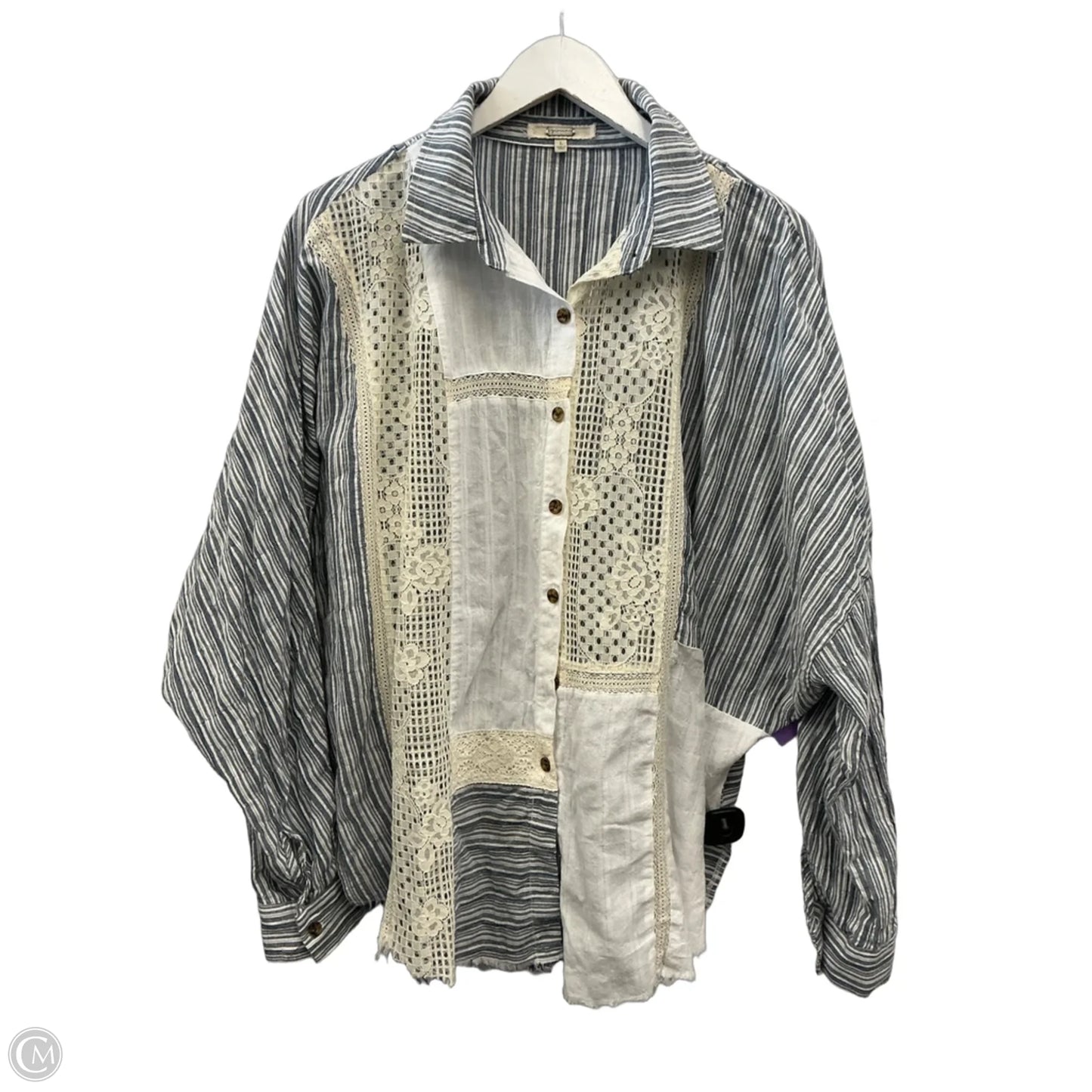 Top Long Sleeve By Gimmicks In Blue, Size: L