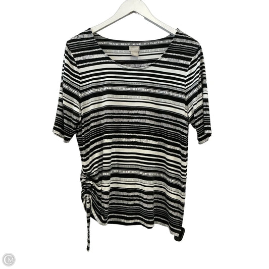 Top 3/4 Sleeve By Chicos In Striped Pattern, Size: L