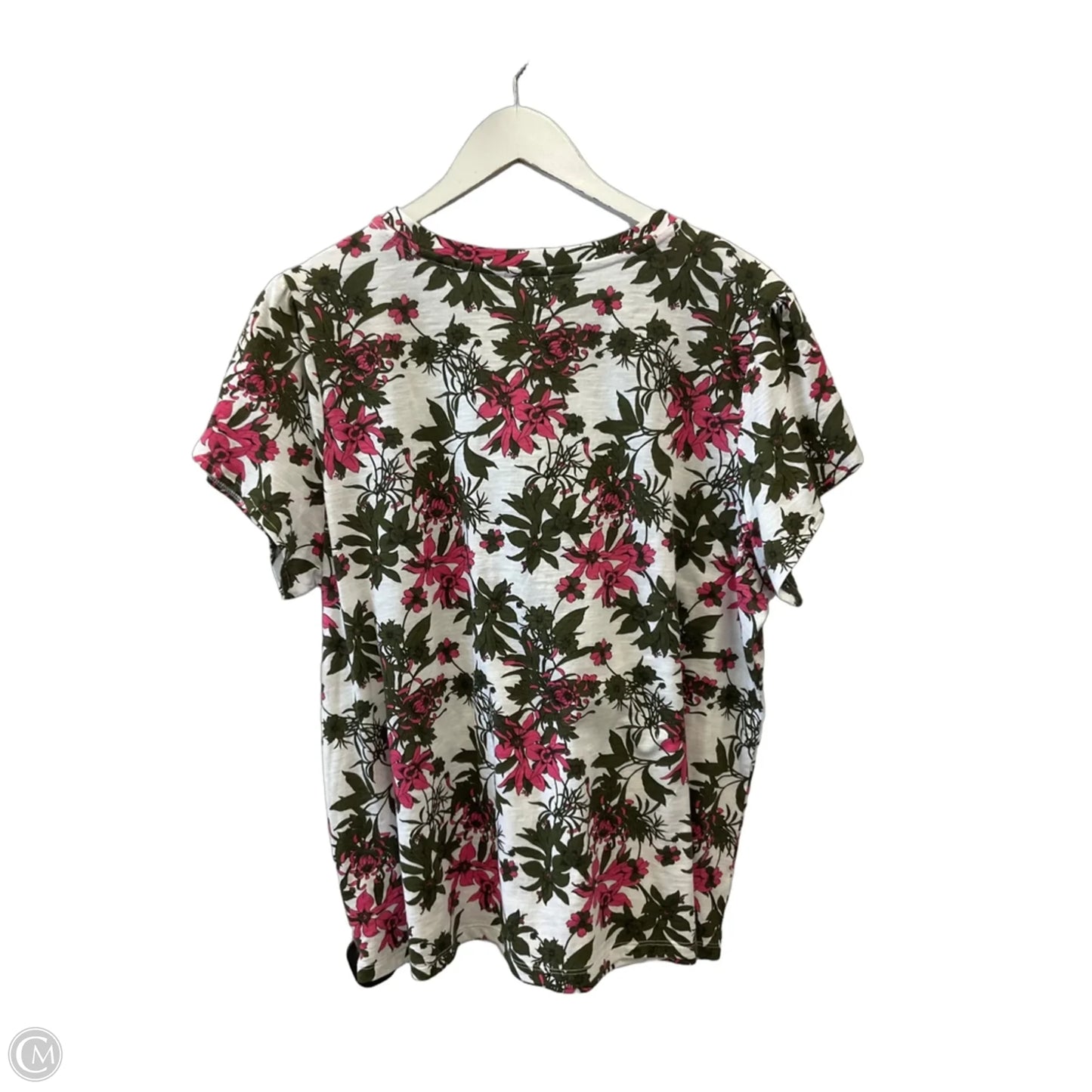 Top Short Sleeve By Liz Claiborne In Green & Pink, Size: Xxl