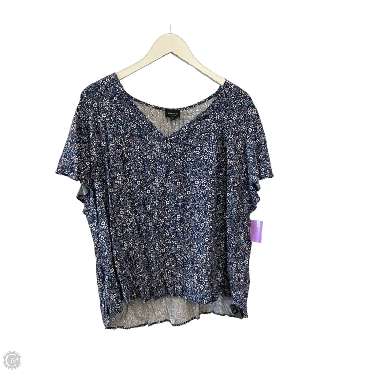 Top Short Sleeve By Jones And Co In Blue, Size: 2x