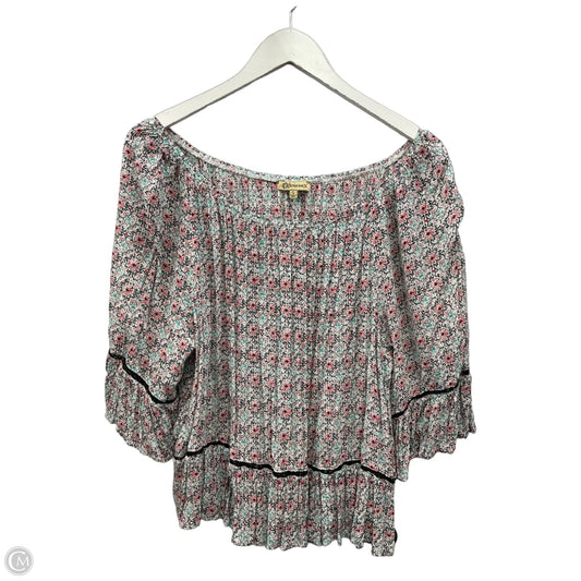 Top 3/4 Sleeve By Democracy In Floral Print, Size: L