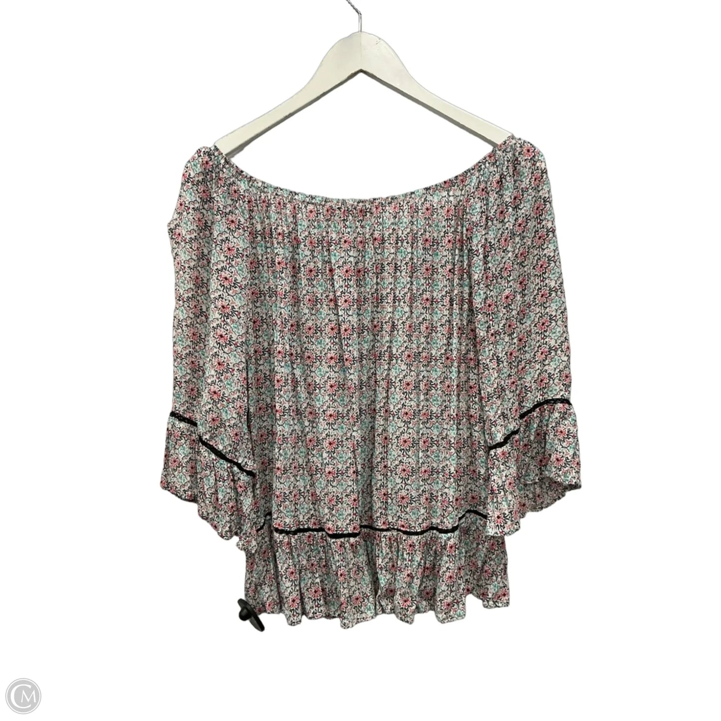 Top 3/4 Sleeve By Democracy In Floral Print, Size: L