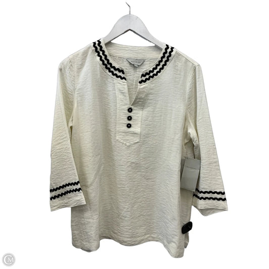 Top Long Sleeve By Multiples In Cream, Size: S
