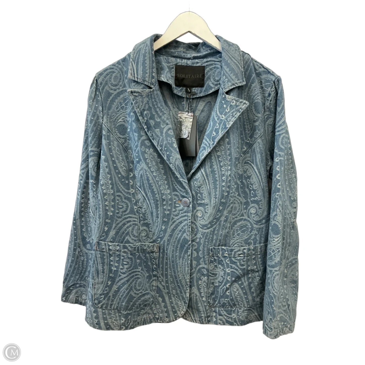 Jacket Denim By Solitaire In Blue Denim, Size: L