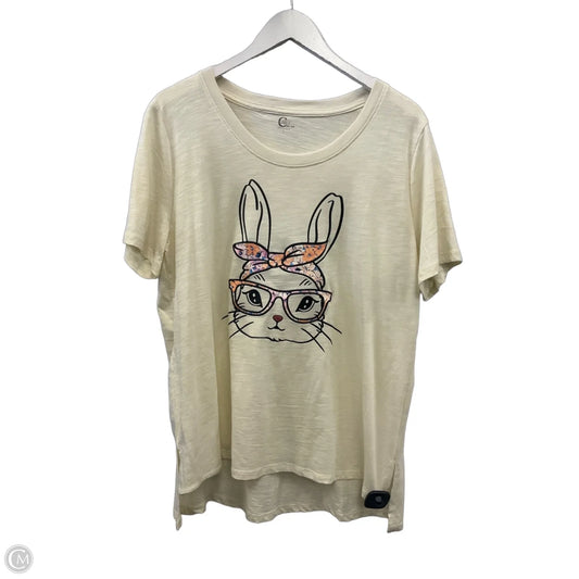 Top Short Sleeve By Cato In Cream, Size: L