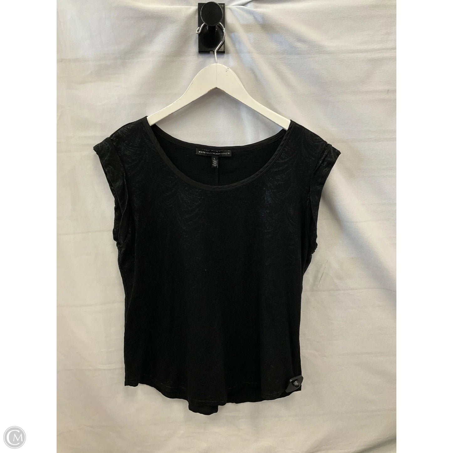 Top Short Sleeve By White House Black Market In Black, Size: L