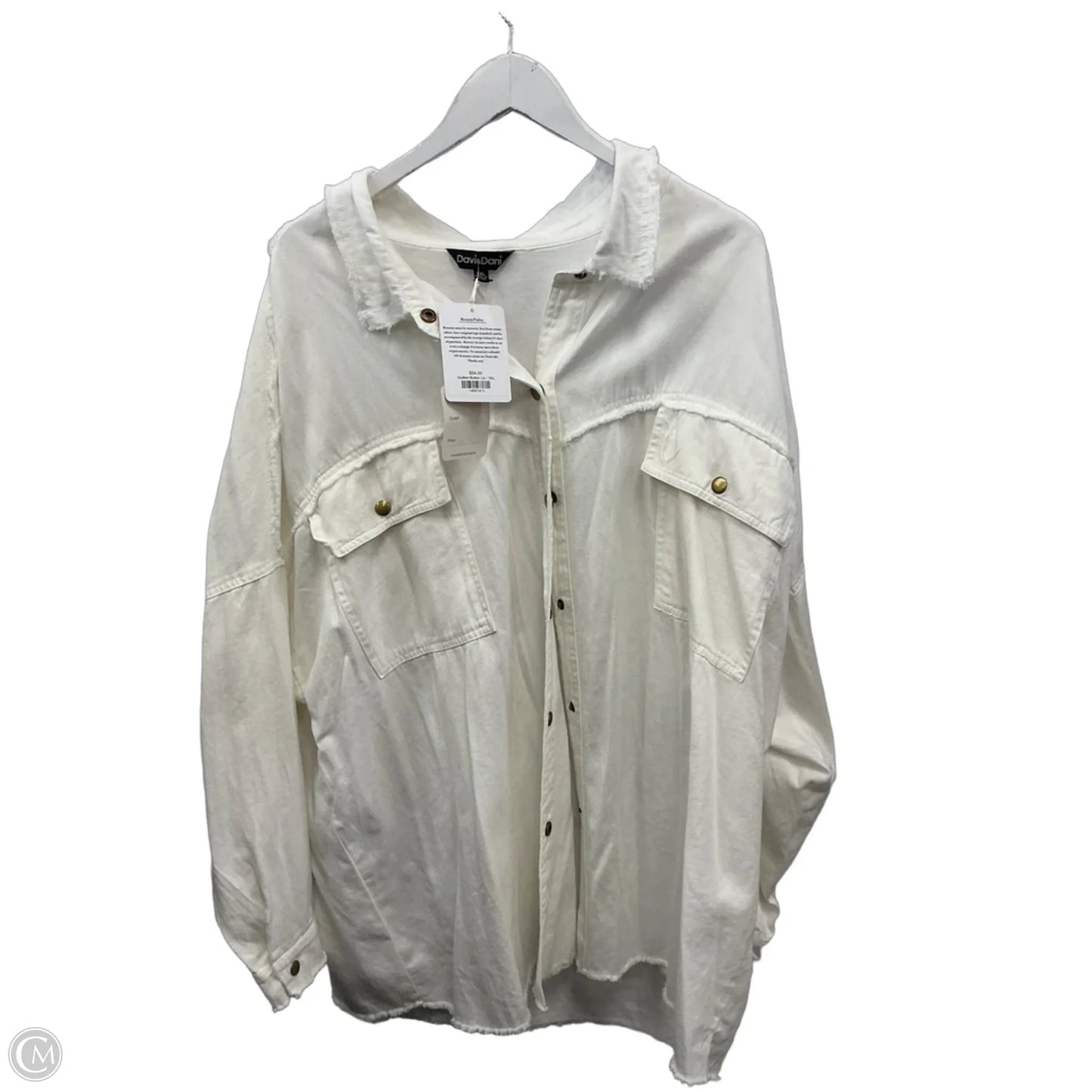 Jacket Shirt By Davi & Dani In White, Size: 3x