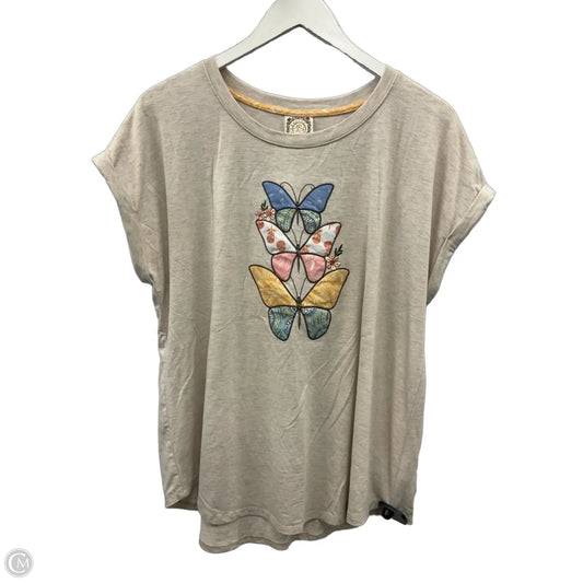 Top Short Sleeve By Tru Self In Beige, Size: 1x