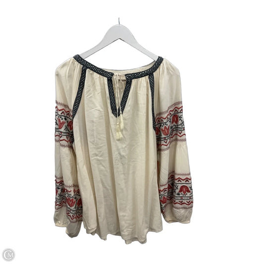 Top Long Sleeve By Clothes Mentor In Cream, Size: 2x