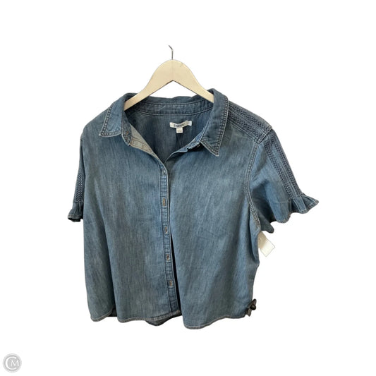 Top Short Sleeve By Chicos In Blue Denim, Size: Xl