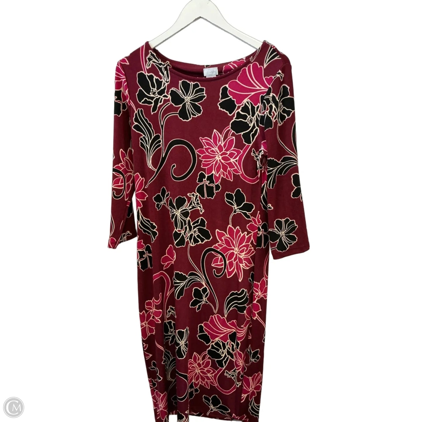 Dress Casual Midi By Chicos In Pink, Size: M