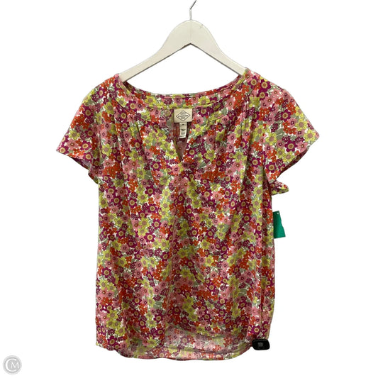 Top Short Sleeve By St Johns Bay In Floral Print, Size: M