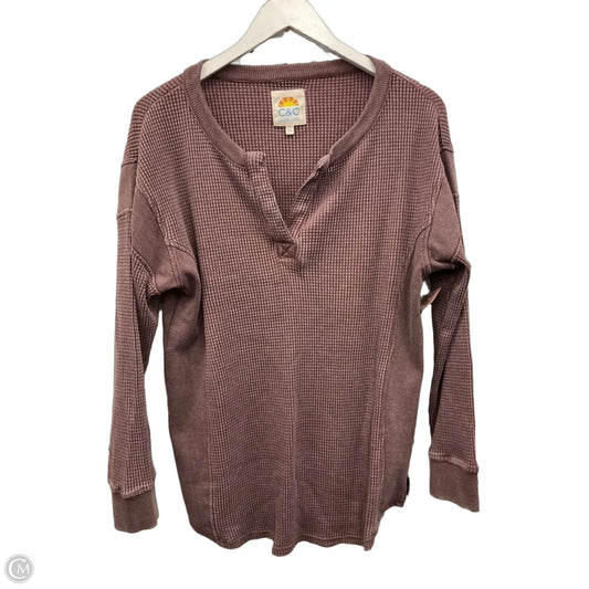 Top Long Sleeve By C And C In Brown, Size: M
