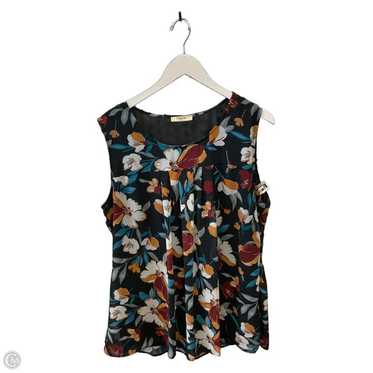 Top Sleeveless By Timeson In Floral Print, Size: Xxl