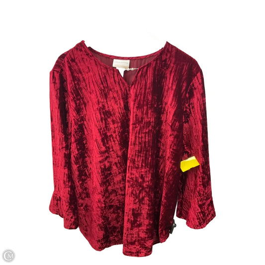 Top 3/4 Sleeve By Alfred Dunner In Red, Size: 2x