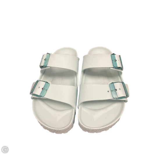 Sandals Flats By Birkenstock In Aqua, Size: 8.5