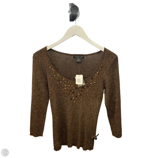 Top 3/4 Sleeve By August Silk In Brown, Size: S