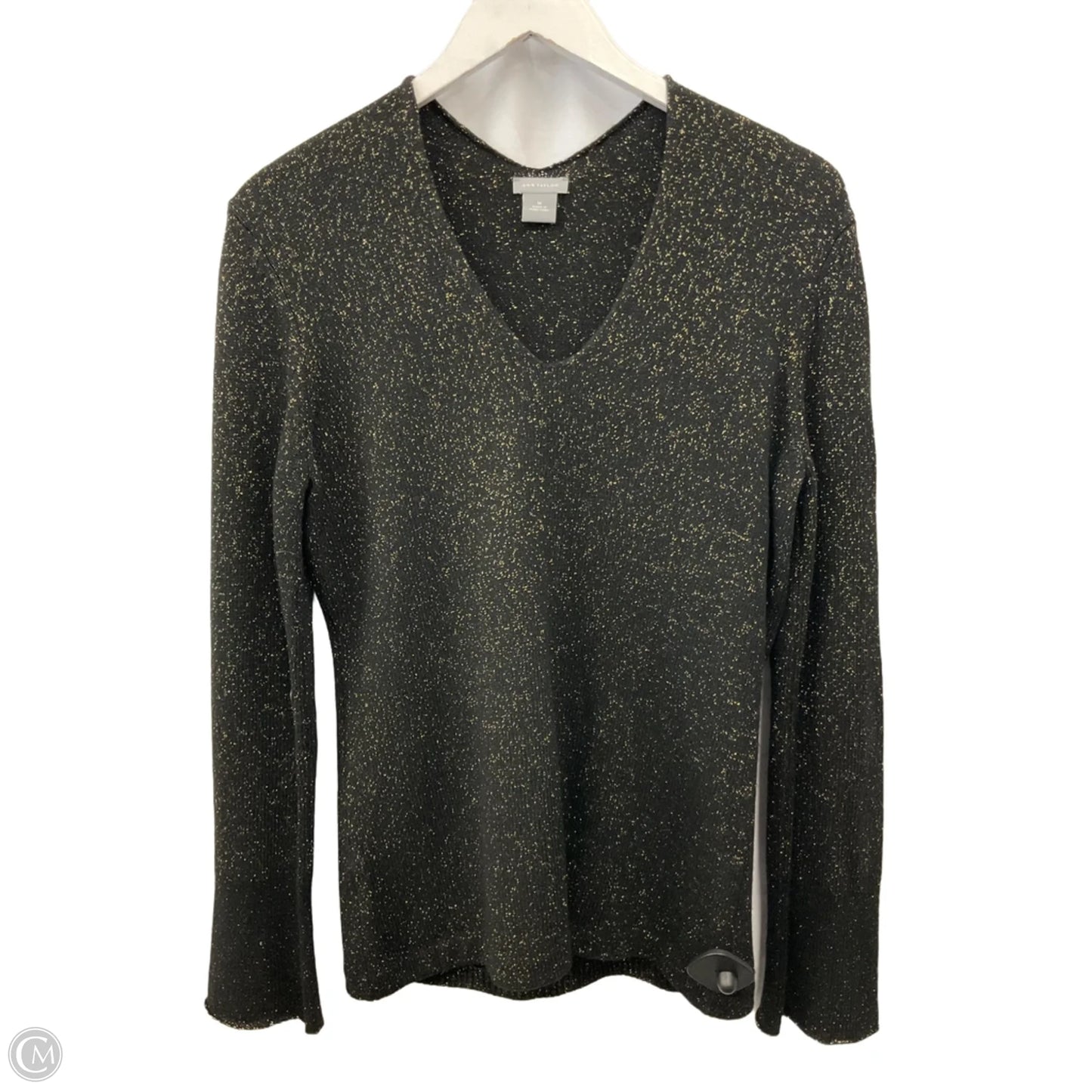 Sweater By Ann Taylor In Black & Gold, Size: M