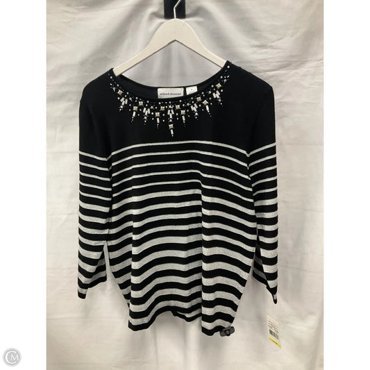 Top 3/4 Sleeve By Alfred Dunner In Black & Silver, Size: M