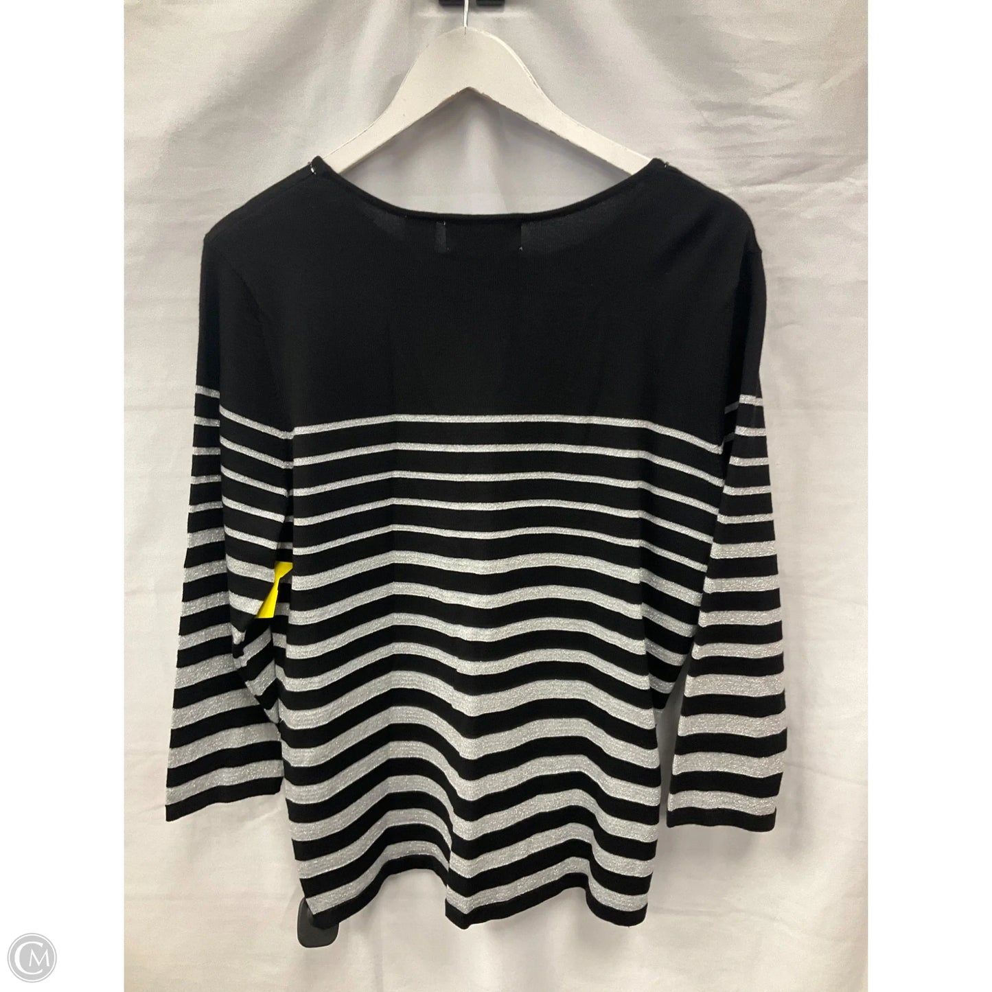 Top 3/4 Sleeve By Alfred Dunner In Black & Silver, Size: M