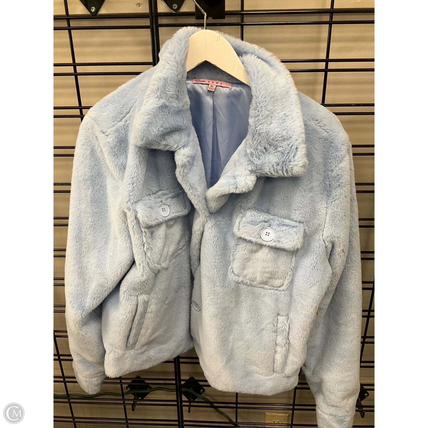 Jacket Faux Fur & Sherpa By Clothes Mentor In Blue, Size: Xl