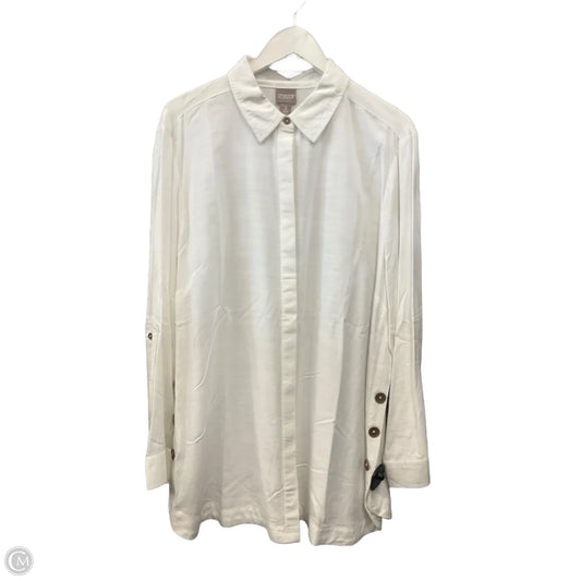 Top Long Sleeve By Chicos In White, Size: Xl
