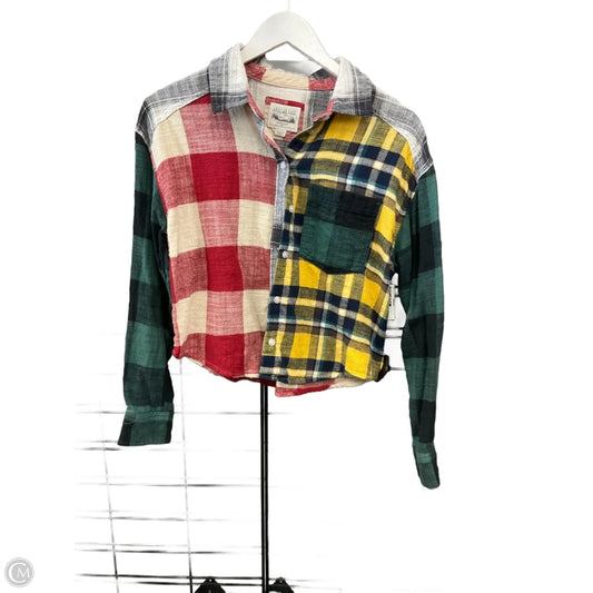 Top Long Sleeve By American Eagle In Checkered Pattern, Size: Xs