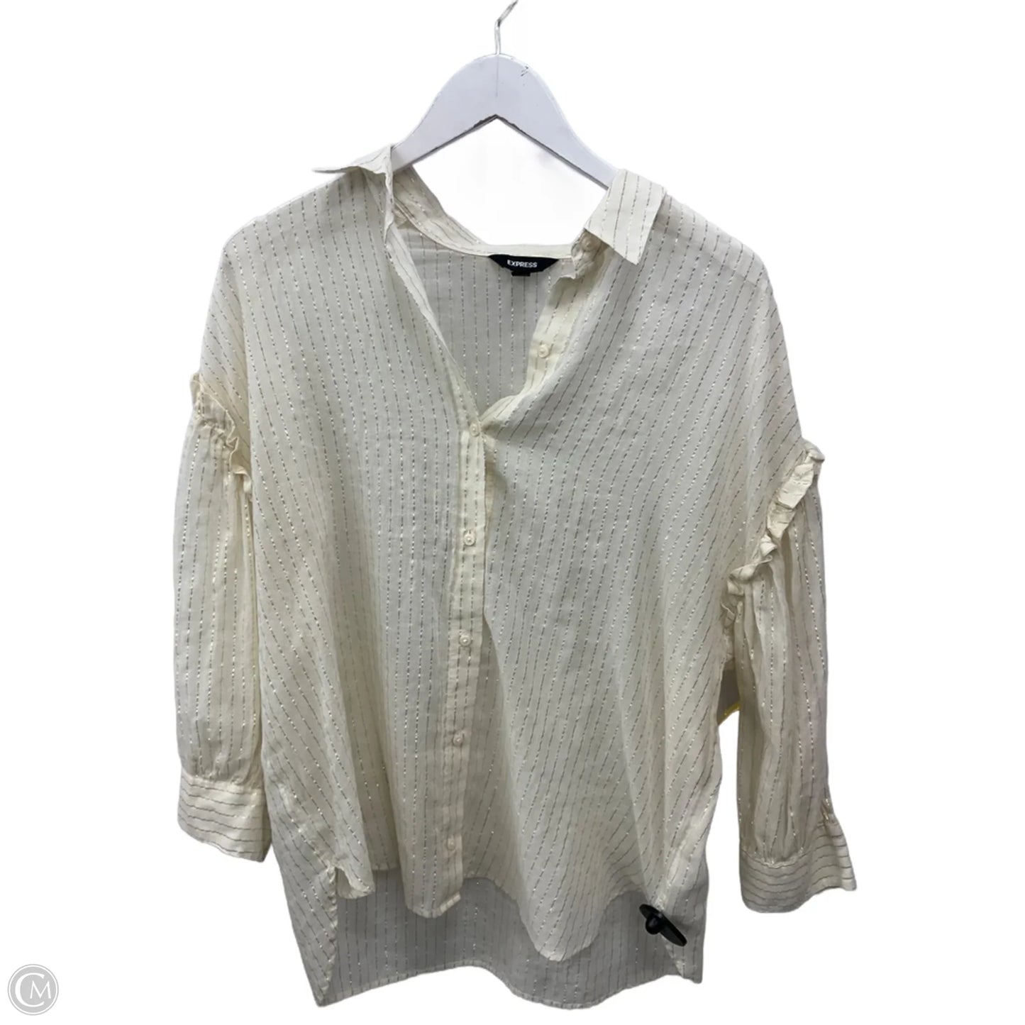 Top Long Sleeve By Express In Cream, Size: L