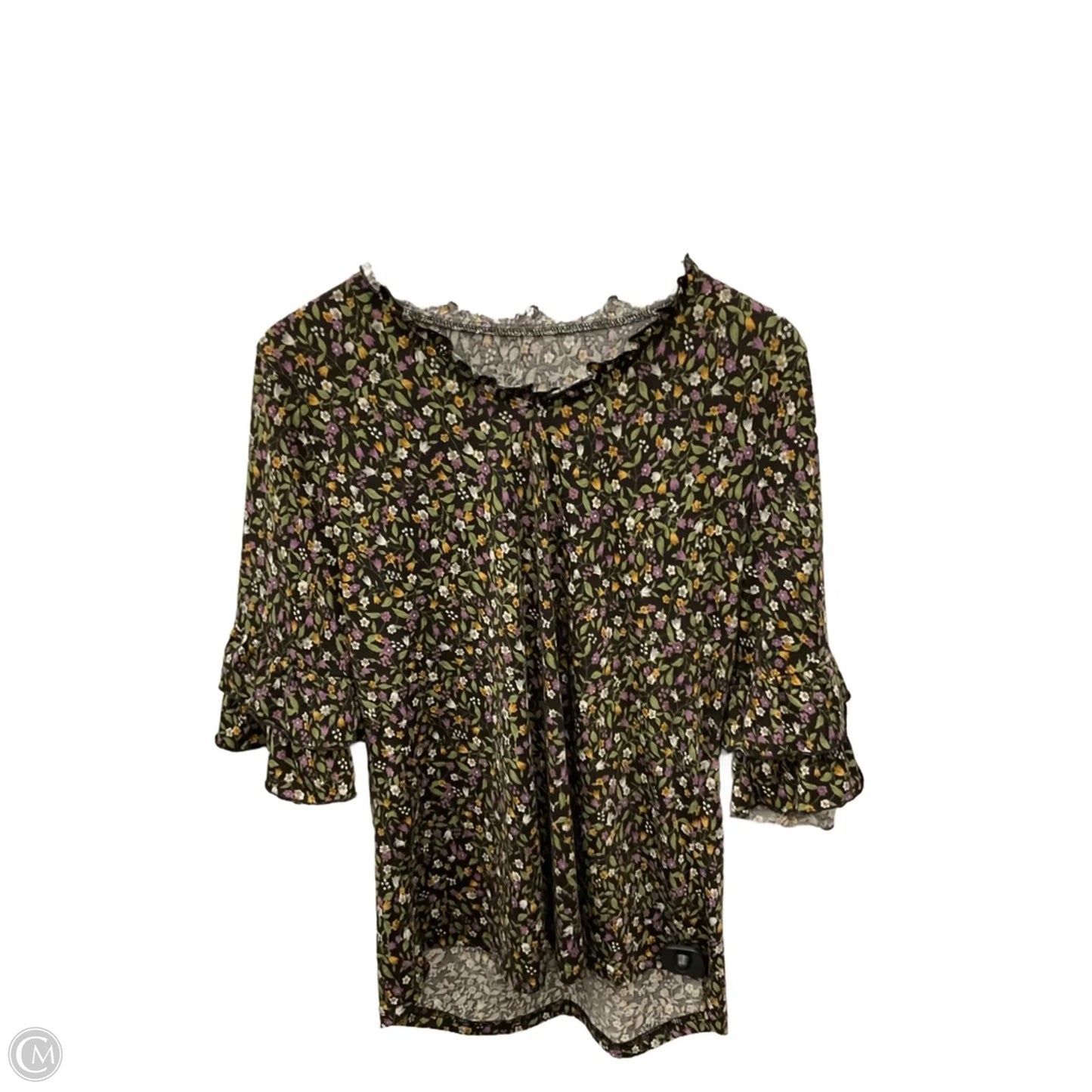 Top Short Sleeve By Clothes Mentor In Floral Print, Size: L