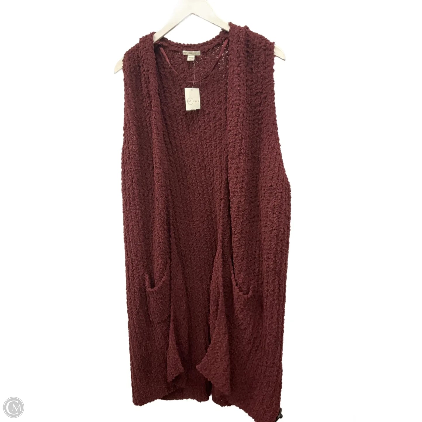 Vest Sweater By Cato In Maroon, Size: 3x