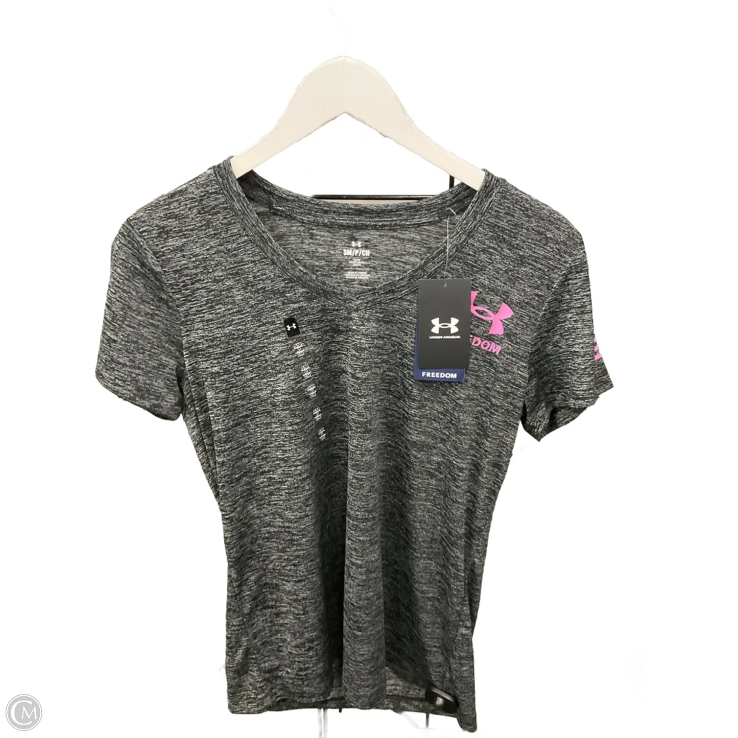 Athletic Top Short Sleeve By Under Armour In Grey, Size: S