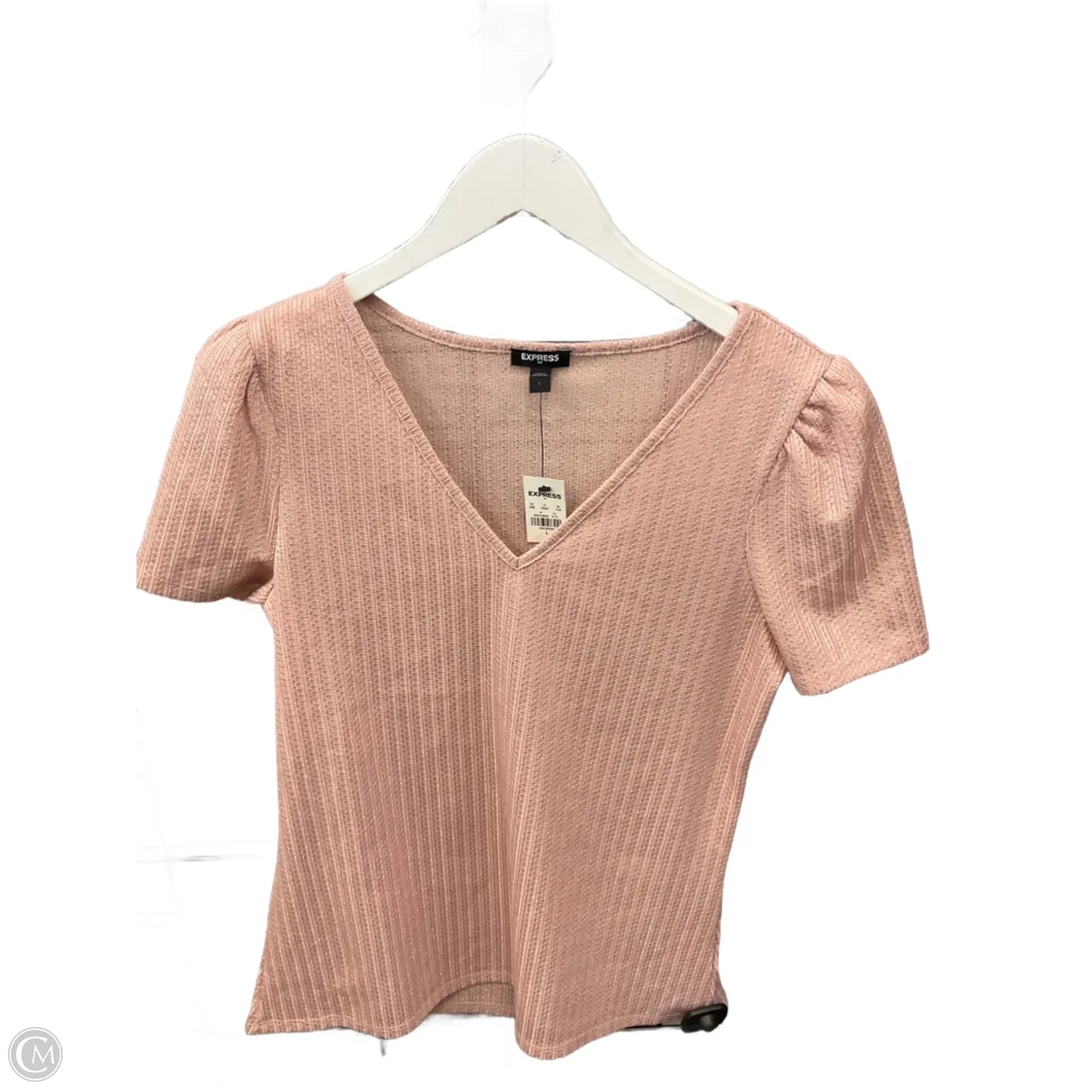 Top Short Sleeve By Express In Pink, Size: L