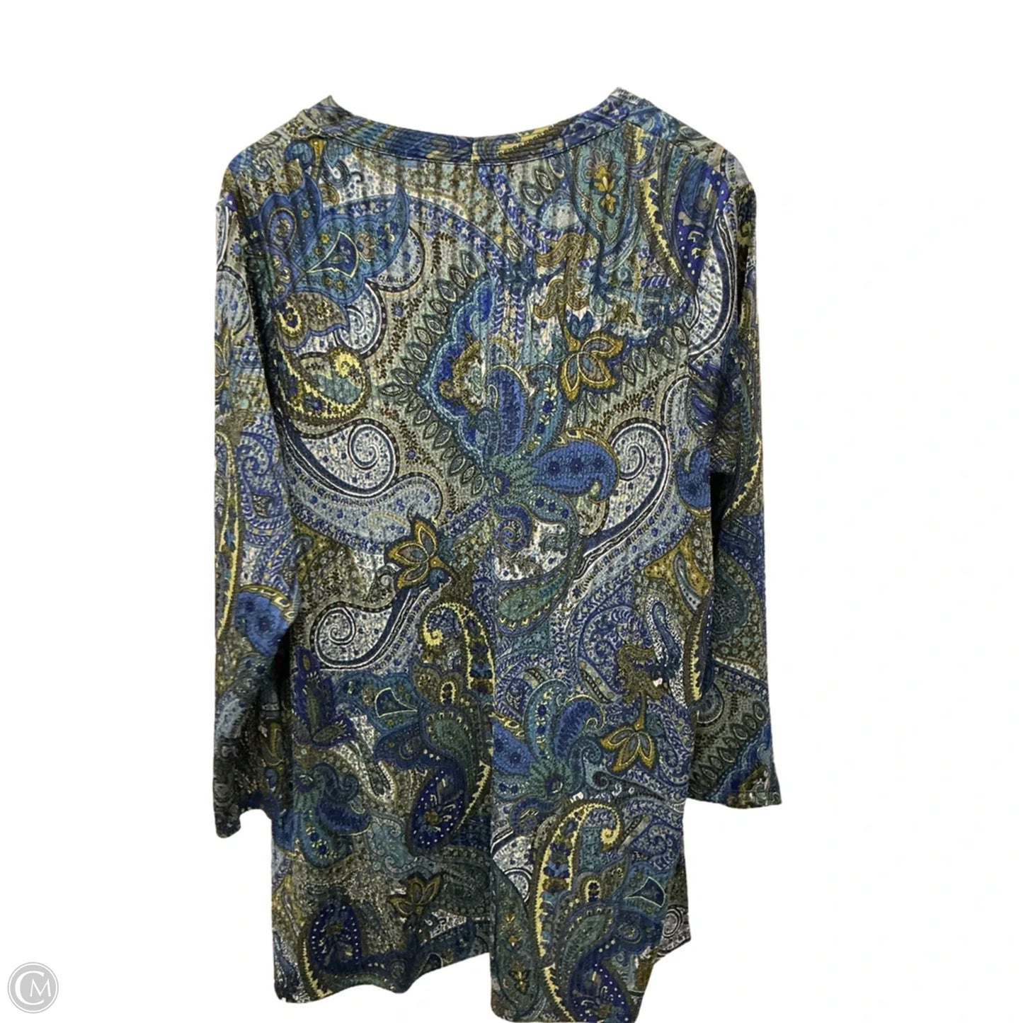 Cardigan By Susan Graver In Blue & Green, Size: 1x
