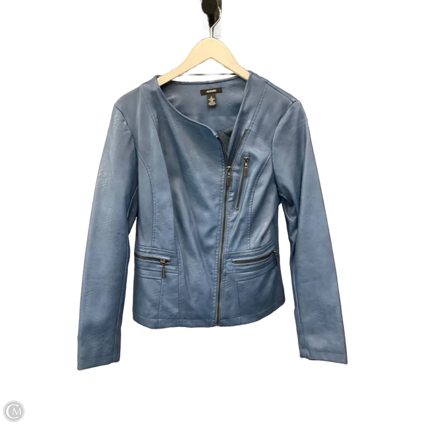 Jacket Moto By Alfani In Blue, Size: S