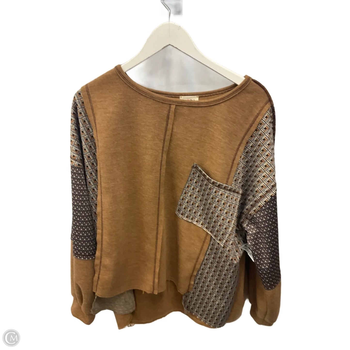 Top Long Sleeve By Bibi In Brown, Size: M