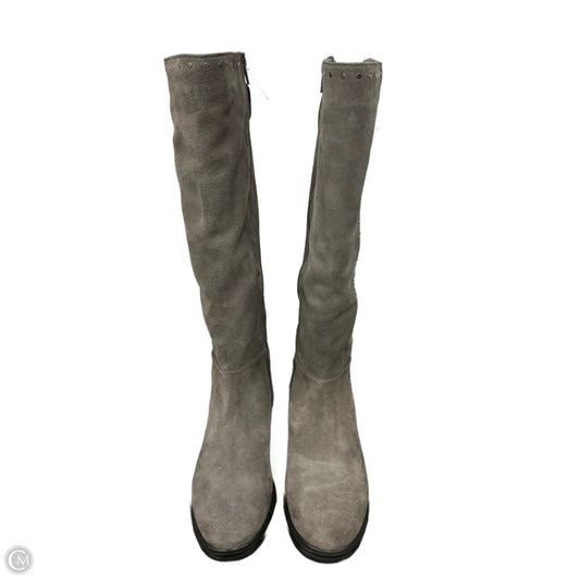 Boots Knee Heels By Clothes Mentor In Grey, Size: 6.5