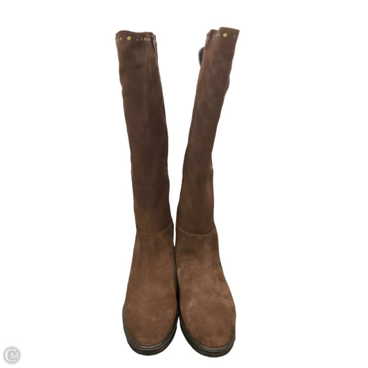 Boots Knee Heels By Clothes Mentor In Brown, Size: 6.5