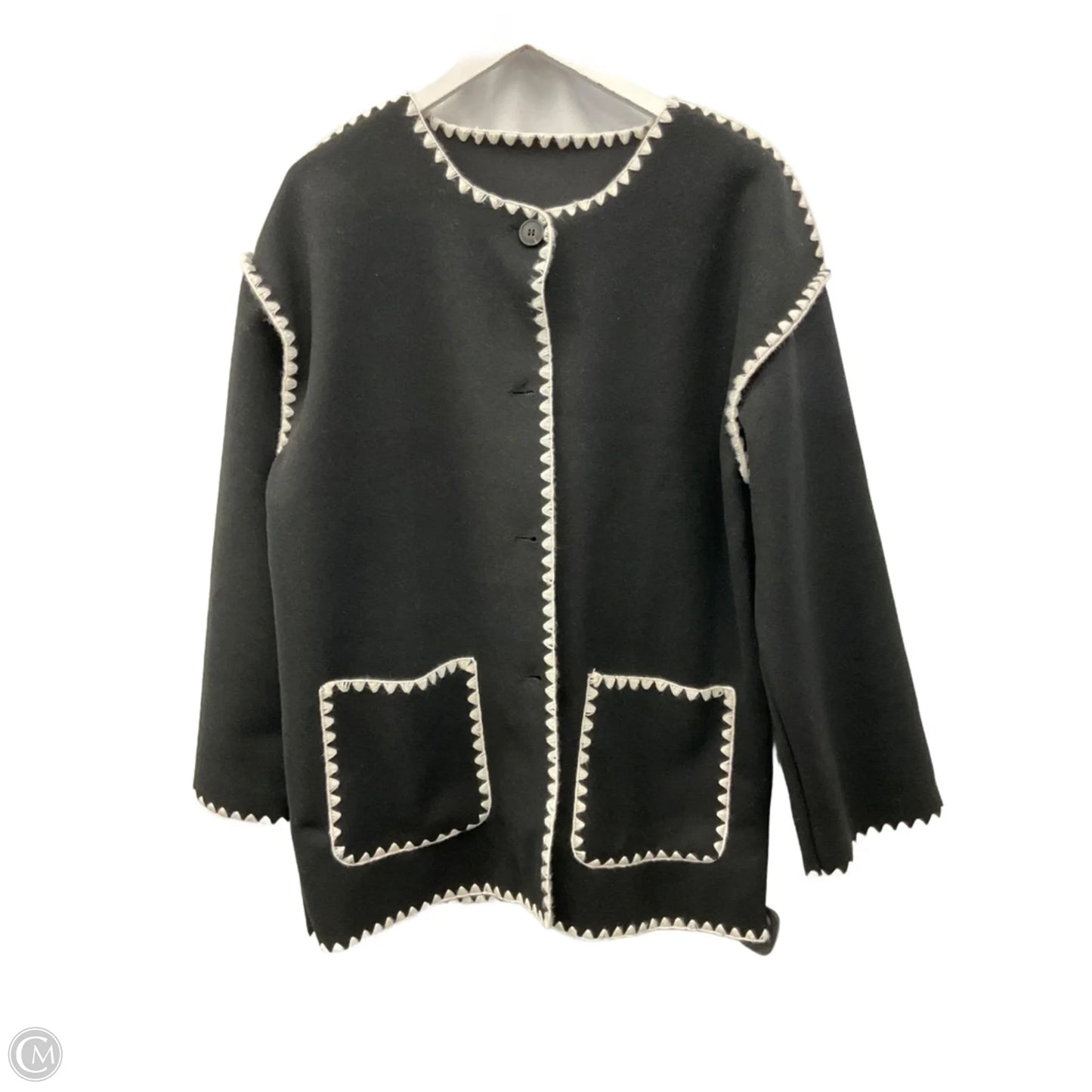 Cardigan By Clothes Mentor In Black & Cream, Size: M