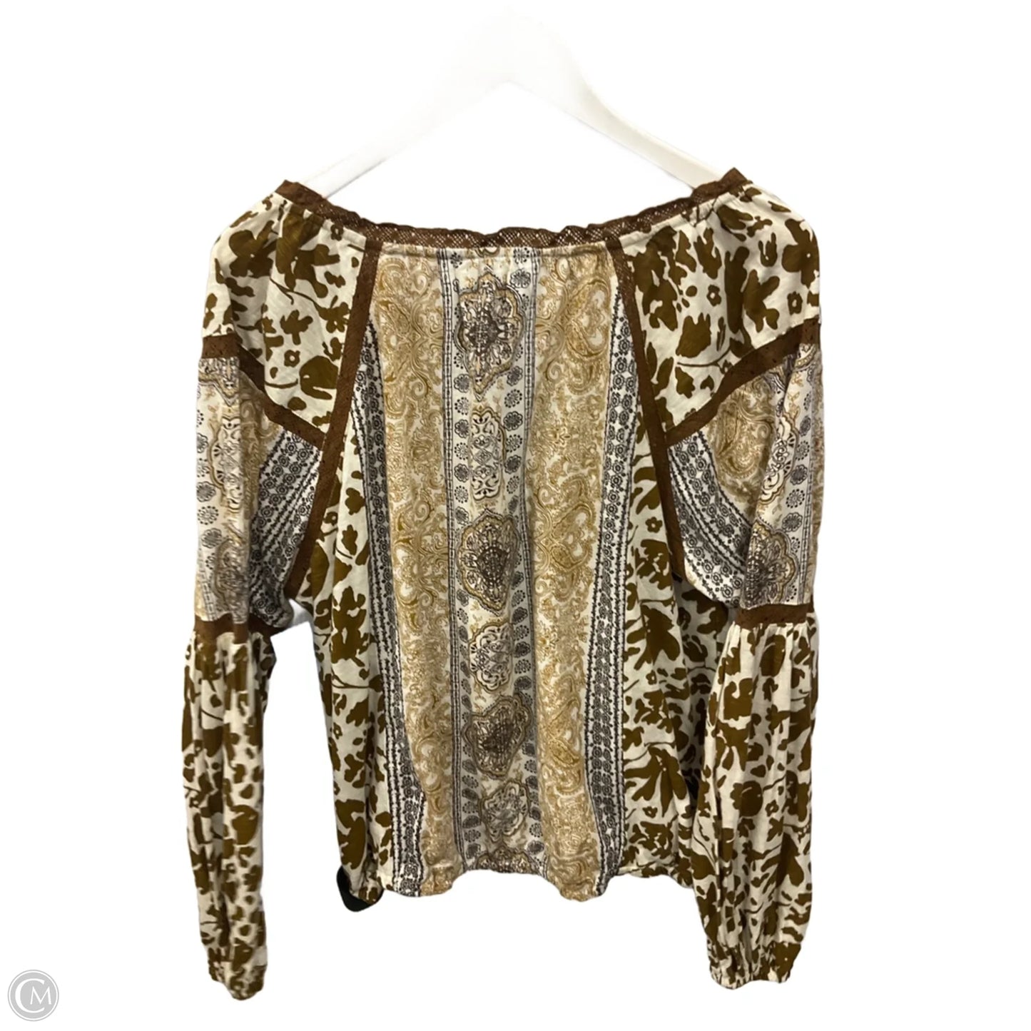 Top Long Sleeve By Rachel Zoe In Tan & White, Size: Xl