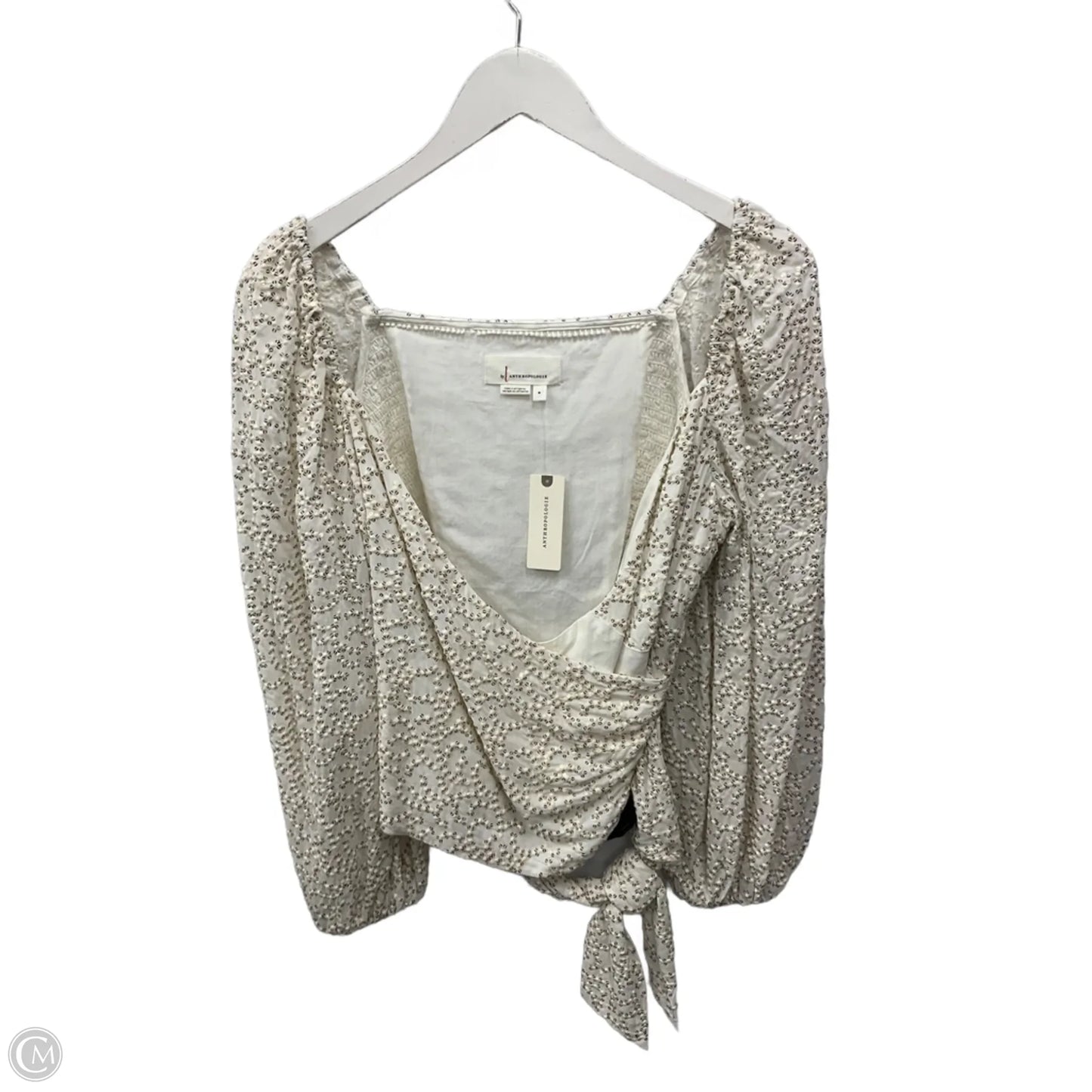 Top Long Sleeve By Anthropologie In Cream, Size: M