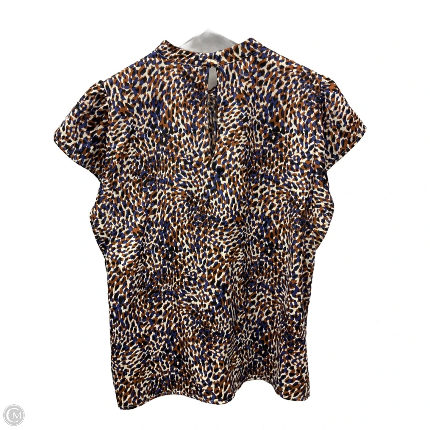 Blouse Short Sleeve By Nine West Apparel In Blue & Brown, Size: L