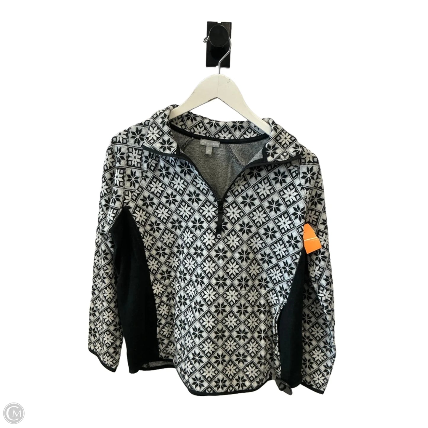 Athletic Sweatshirt Collar By Talbots In Black & White, Size: M