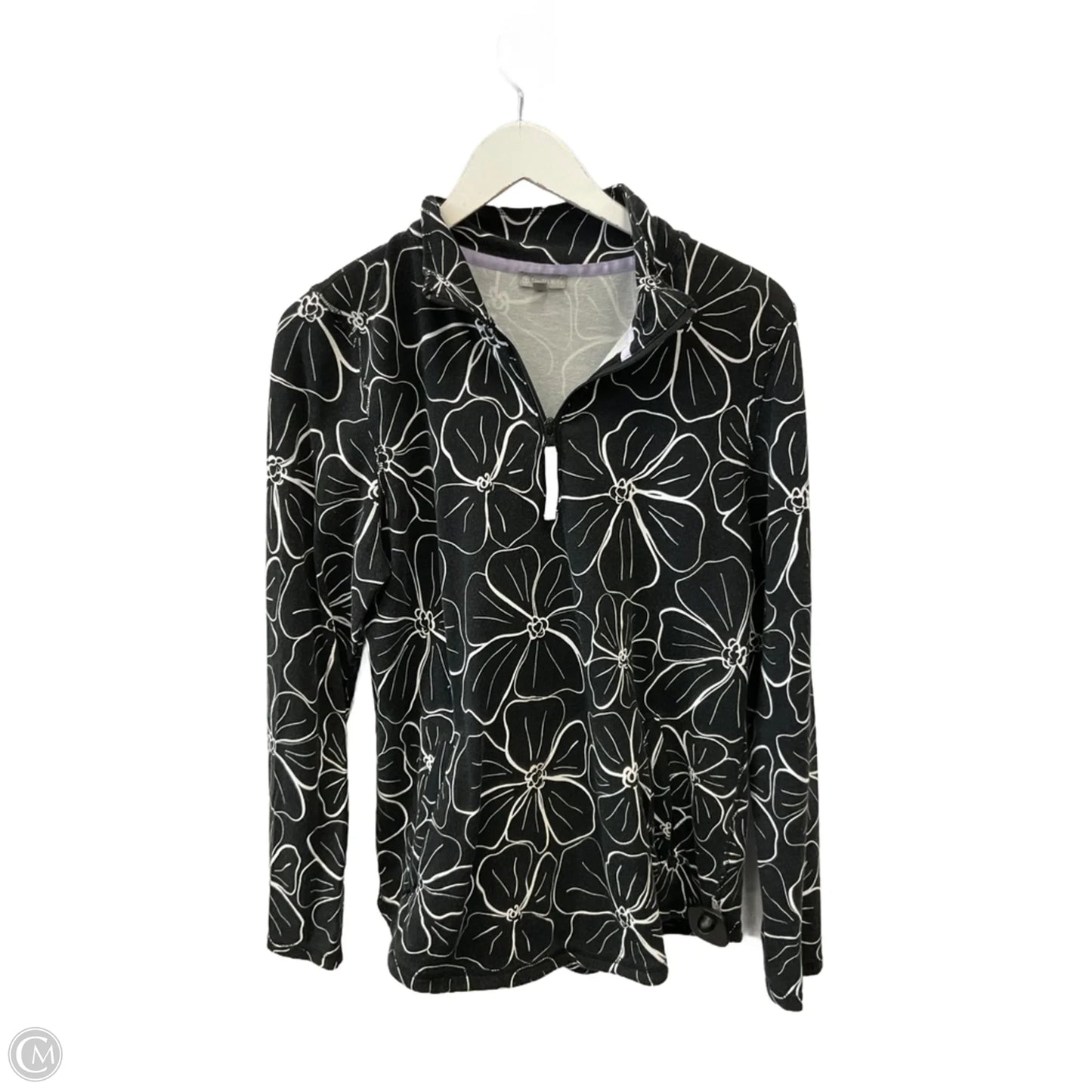 Athletic Sweatshirt Collar By Talbots In Black & White, Size: M