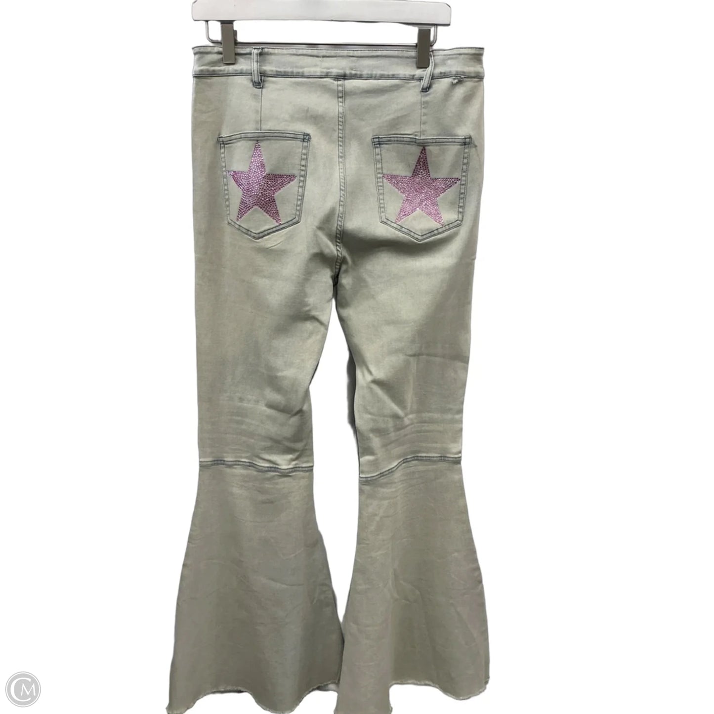 Jeans Flared By Peach Love Cream California In Blue Denim, Size: L