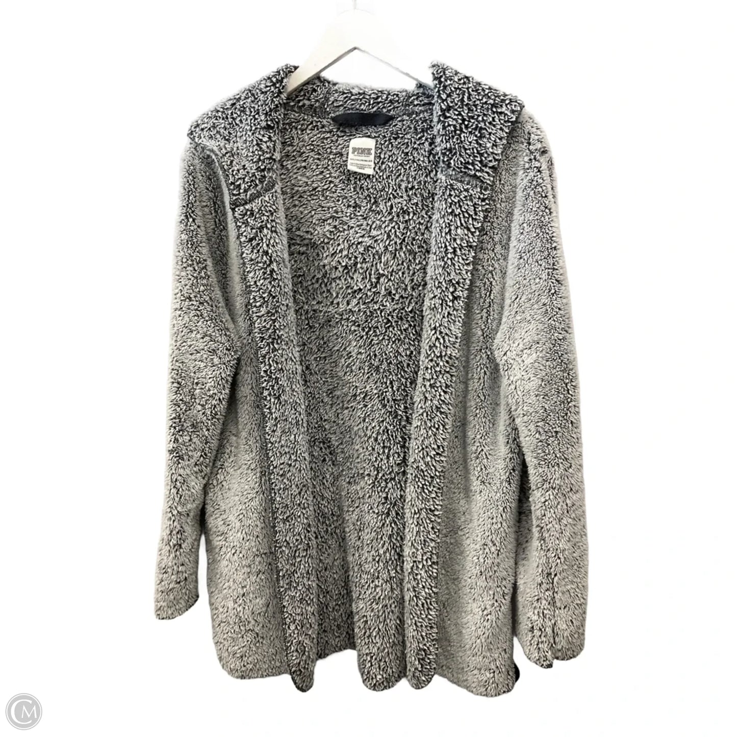 Sweater Cardigan By Pink In Grey, Size: Osfm