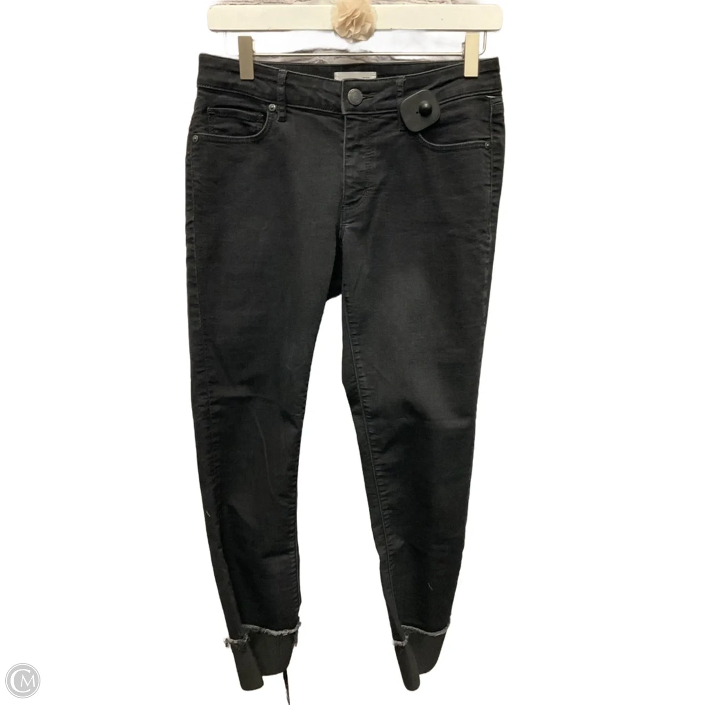 Jeans Cropped By Loft In Black Denim, Size: 4